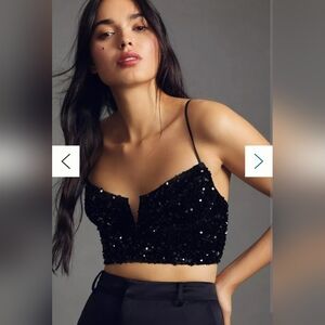 Anthropologie The Eve Sequin Bralette Top in Black size XS